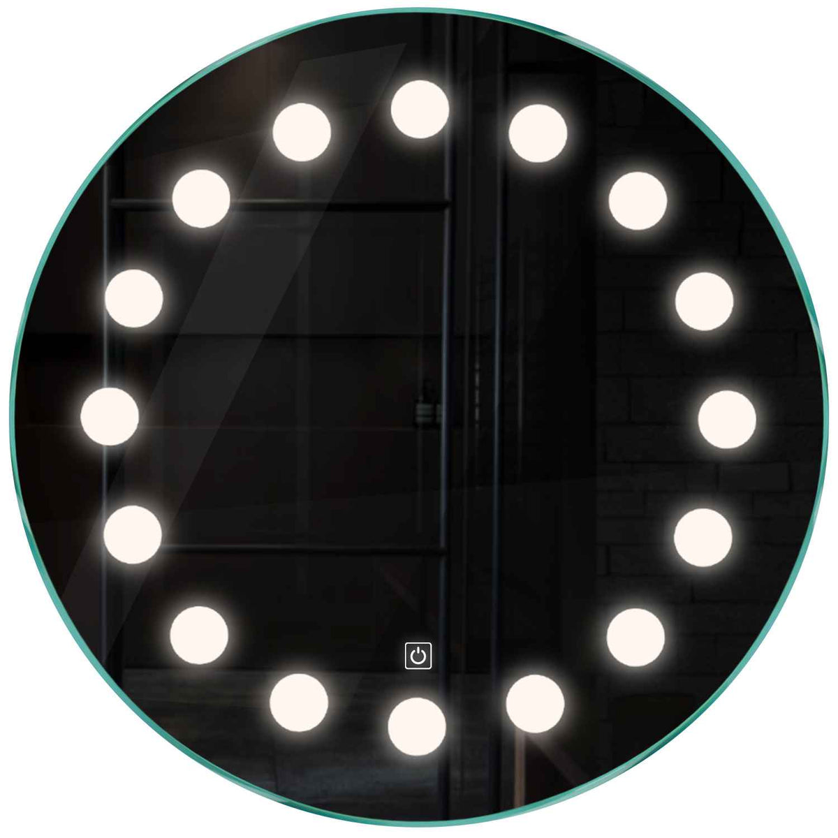 Oglinda LED rotunda cu lumina LED neutra Gama Salono Model 6 cu buton touch - Reyze