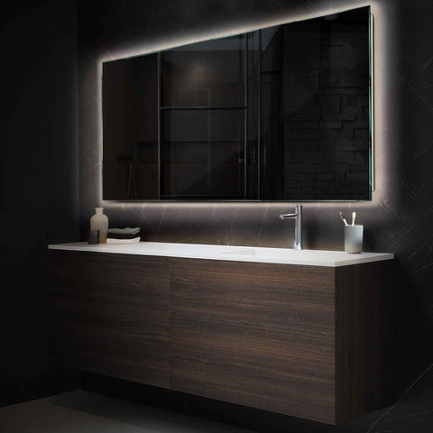 Oglinda LED orizontala 160x80 cm cu lumina LED neutra Gama Ambient Model 1 fara butoane - Reyze