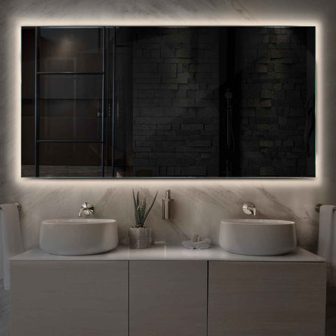 Oglinda LED orizontala 160x80 cm cu lumina LED neutra Gama Ambient Model 1 fara butoane - Reyze