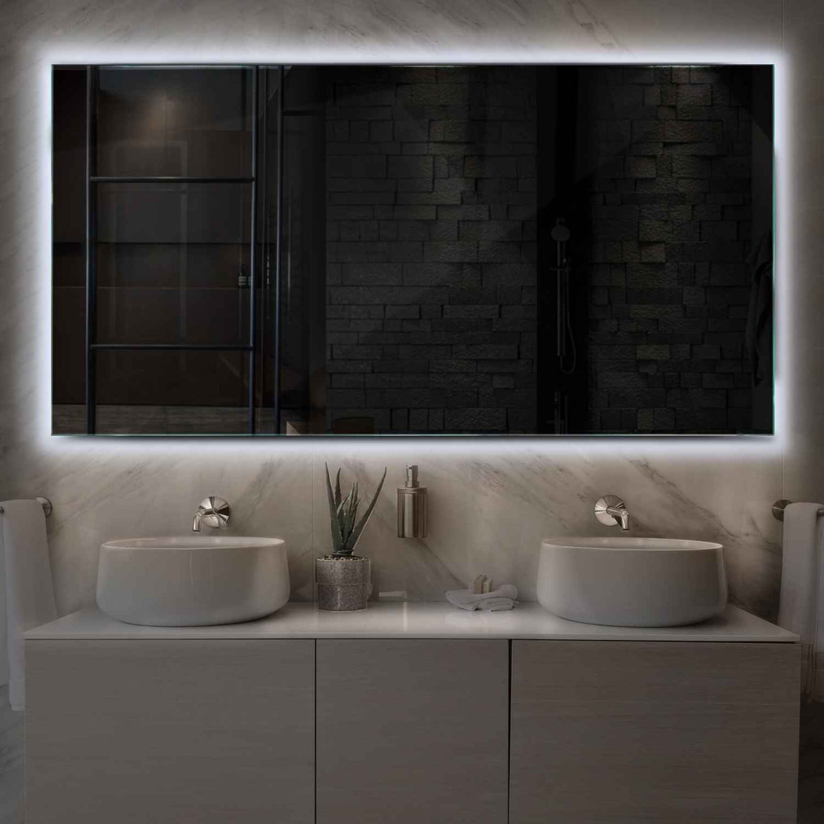 Oglinda LED Orizontala, Fara functii, LED 6000K Rece - Gama Ambient Model 1