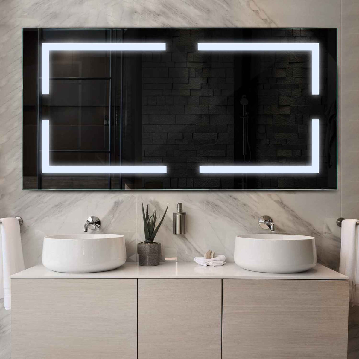 Oglinda LED Orizontala, Fara functii, LED 6000K Rece - Gama Salono Model 2