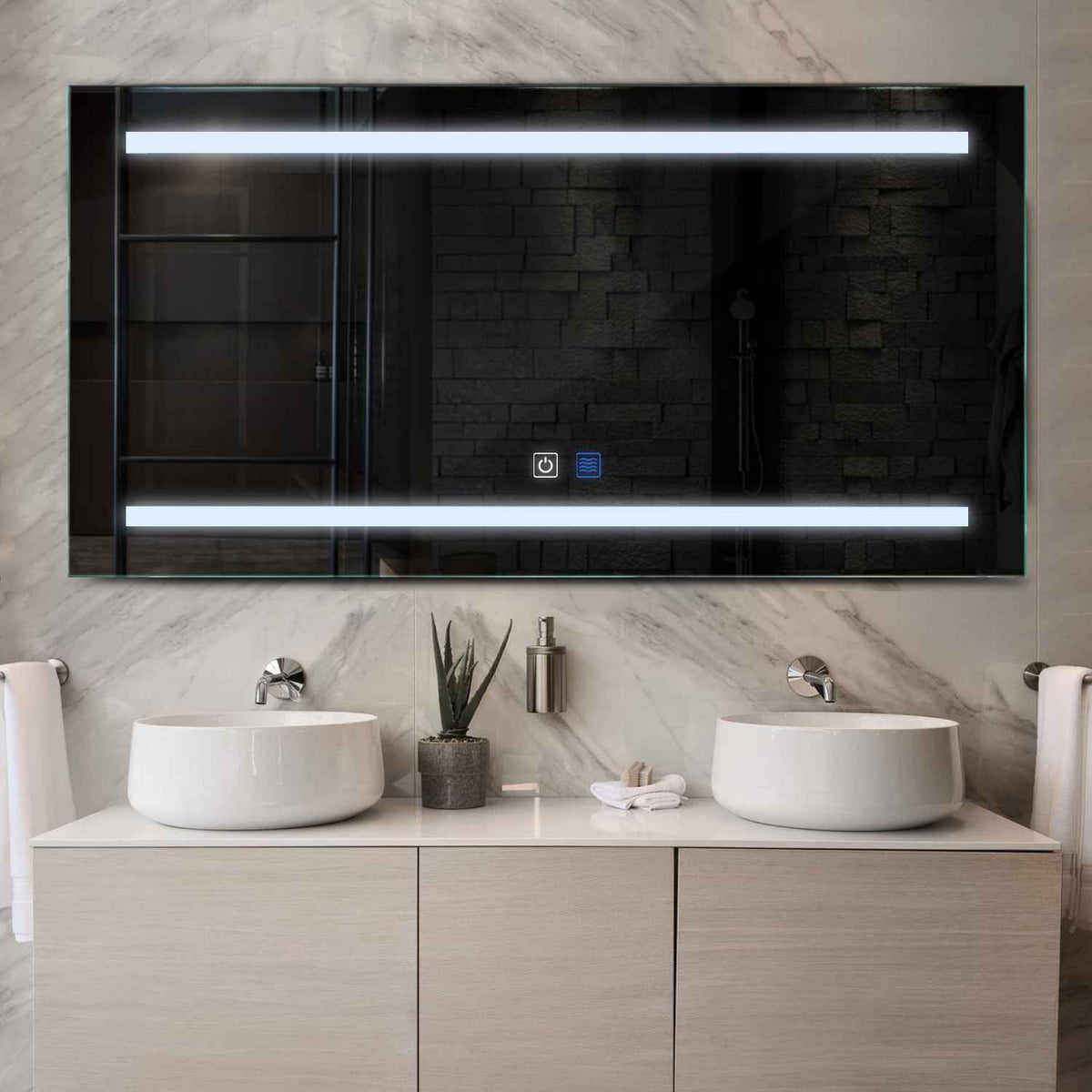 Oglinda LED Orizontala, Touch LED, Dimare, Dezaburire, LED 6000K Rece - Gama Salono Model 4