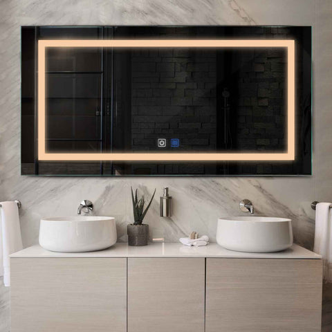 Oglinda LED Orizontala, Touch LED, Dimare, Dezaburire, LED 3000K Cald - Gama Salono Model 1