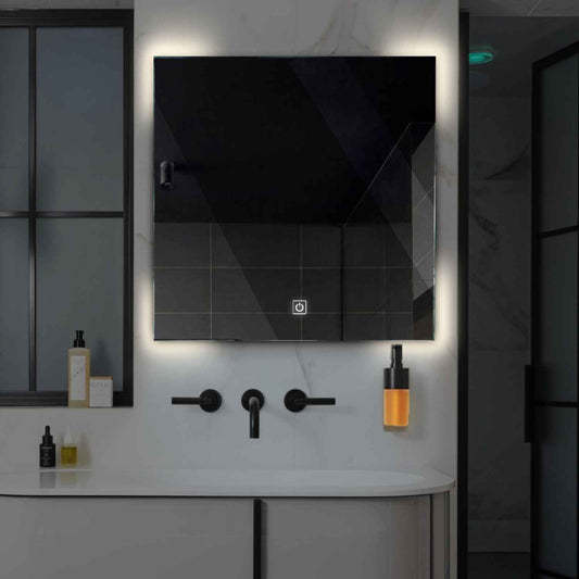 Oglinda LED patrata cu lumina LED neutra Gama Ambient Model 4 cu buton touch - Reyze