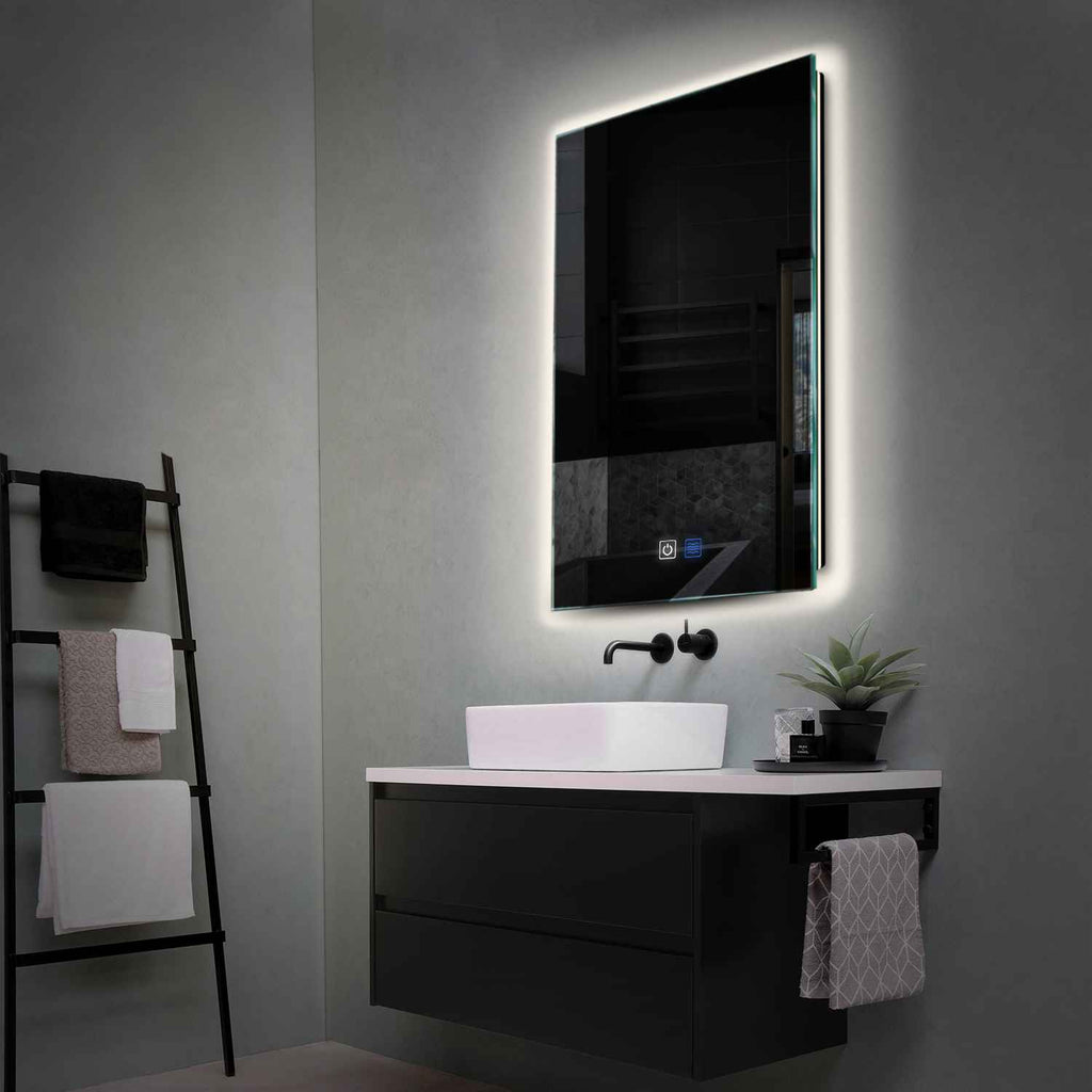 Oglinda LED Verticala 60x80 cm cu lumina LED neutra Gama Ambient Model 1 cu butoane touch si dezaburire - Reyze