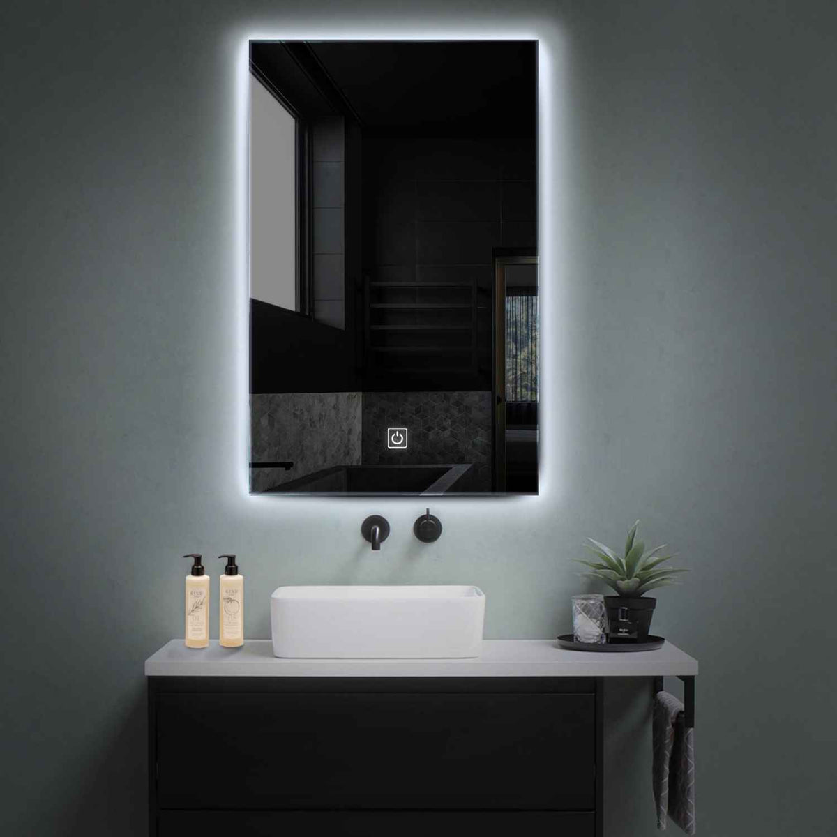 Oglinda LED Verticala, Touch LED, Dimare, LED 6000K Rece - Gama Ambient Model 1