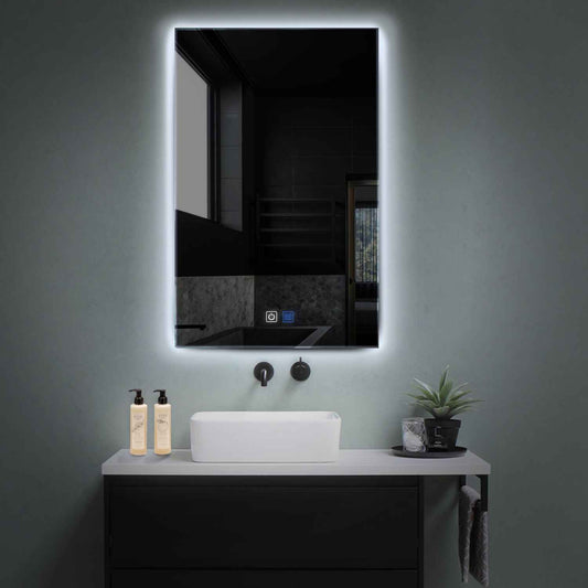 Oglinda LED verticala cu lumina LED rece Gama Ambient Model 1 cu butoane touch si dezaburire - Reyze