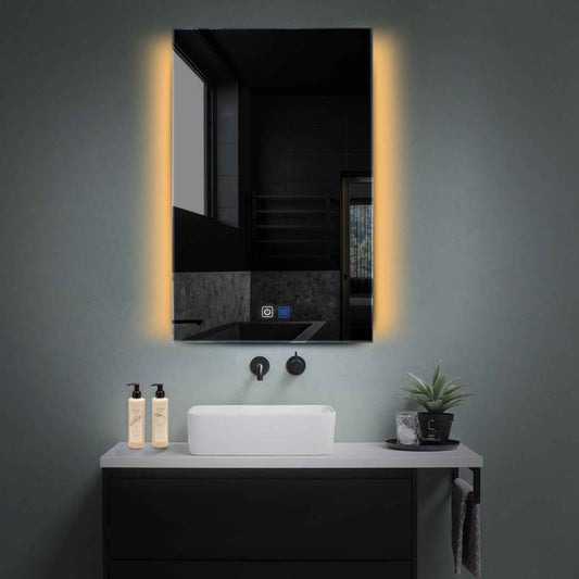 Oglinda LED verticala cu lumina LED calda Gama Ambient Model 2 cu butoane touch si dezaburire - Reyze