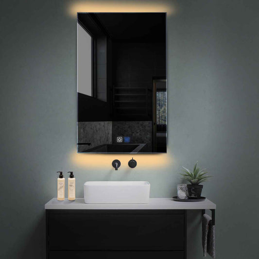 Oglinda LED verticala cu lumina LED calda Gama Ambient Model 3 cu butoane touch si dezaburire - Reyze