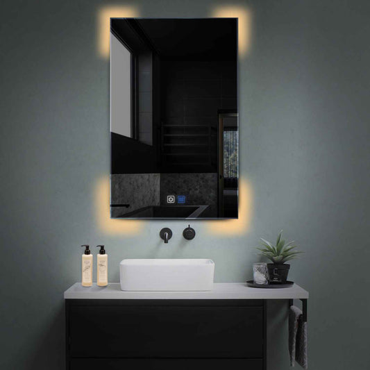 Oglinda LED verticala cu lumina LED calda Gama Ambient Model 4 cu butoane touch si dezaburire - Reyze