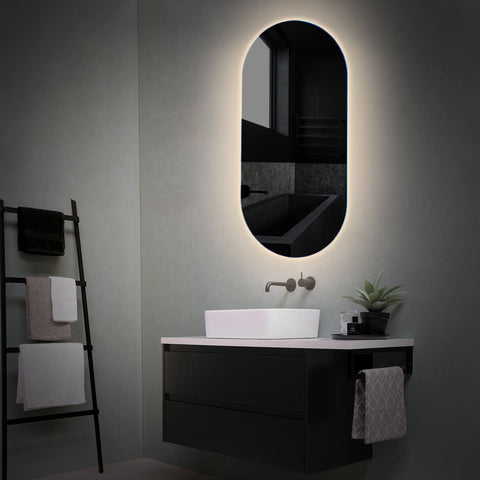 Oglinda LED Ovala Verticala 60x160 cm fara butoane cu lumina Neutra 4000K Reyze Ambient 1