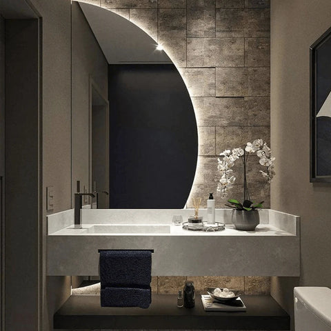 Oglinda LED Semiluna 80x160 cm cu buton touch lumina Neutra 4000K Reyze Ambient 1