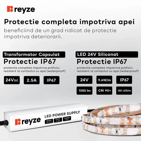 Oglinda LED orizontala cu lumina LED calda Gama Simetria Model 5 cu butoane touch si dezaburire - Reyze