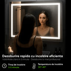 Oglinda LED Verticala 60x80 cm cu lumina LED neutra Gama Ambient Model 1 cu butoane touch si dezaburire - Reyze