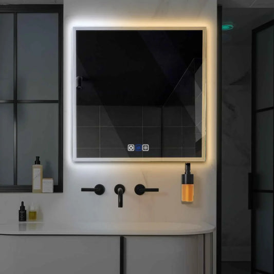 Oglinda LED Patrata, Touch LED, Dimare, Dezaburire, LED Reglabil 3000K-6000K - Gama Edge Model 1