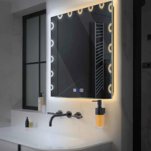Oglinda LED Patrata, Touch LED, Dimare, Dezaburire, LED Reglabil 3000K-6000K - Gama Edge Model 4
