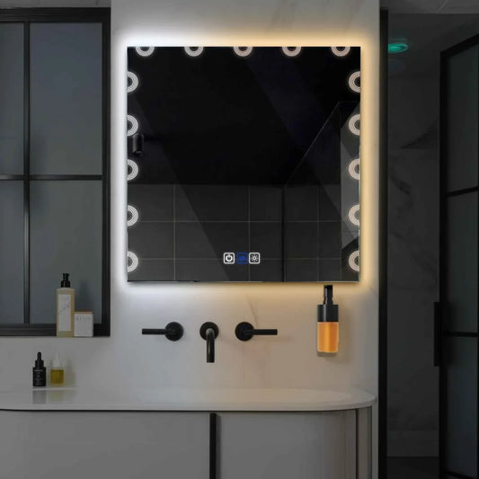 Oglinda LED Patrata, Touch LED, Dimare, Dezaburire, LED Reglabil 3000K-6000K - Gama Edge Model 4