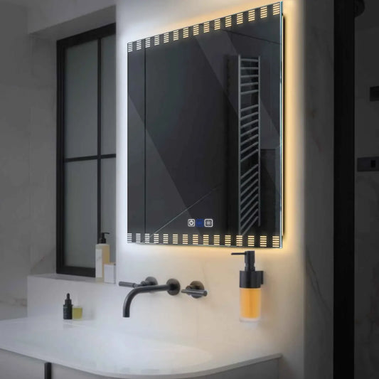 Oglinda LED Patrata, Touch LED, Dimare, Dezaburire, LED Reglabil 3000K-6000K - Gama Edge Model 6