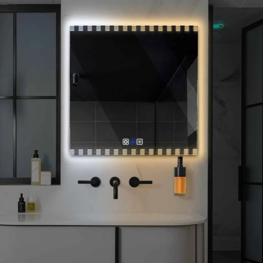 Oglinda LED Patrata, Touch LED, Dimare, Dezaburire, LED Reglabil 3000K-6000K - Gama Edge Model 6