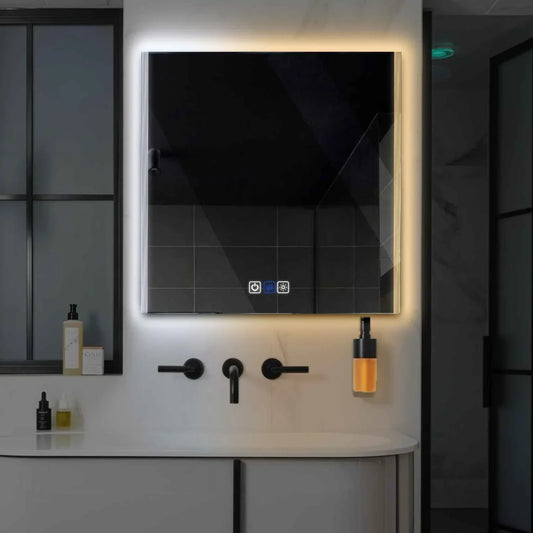 Oglinda LED Patrata, Touch LED, Dimare, Dezaburire, LED Reglabil 3000K-6000K - Gama Edge Model 7