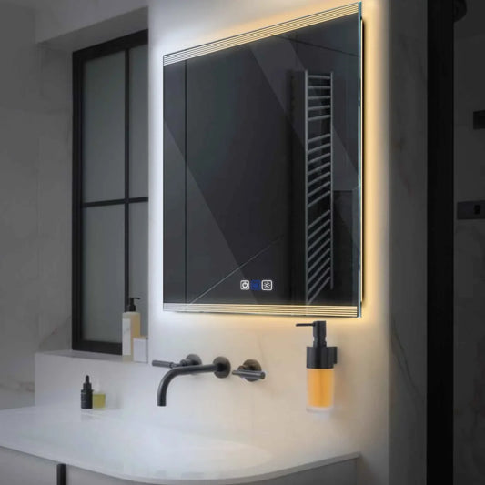 Oglinda LED Patrata, Touch LED, Dimare, Dezaburire, LED Reglabil 3000K-6000K - Gama Edge Model 8