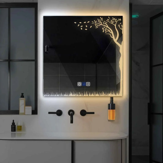 Oglinda LED Patrata, Touch LED, Dimare, Dezaburire, LED Reglabil 3000K-6000K - Gama Good Vibes Model 8