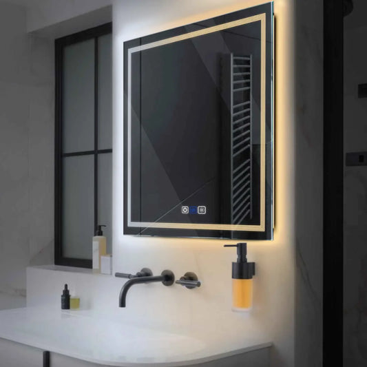 Oglinda LED Patrata, Touch LED, Dimare, Dezaburire, LED Reglabil 3000K-6000K - Gama Minimal Model 1