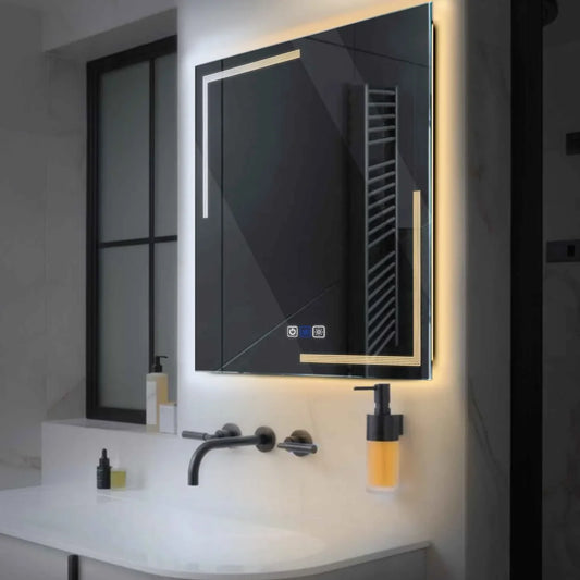 Oglinda LED Patrata, Touch LED, Dimare, Dezaburire, LED Reglabil 3000K-6000K - Gama Minimal Model 2