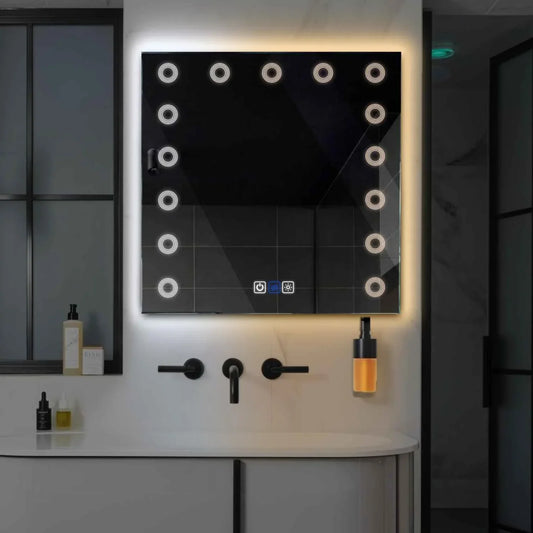 Oglinda LED Patrata, Touch LED, Dimare, Dezaburire, LED Reglabil 3000K-6000K - Gama Minimal Model 4
