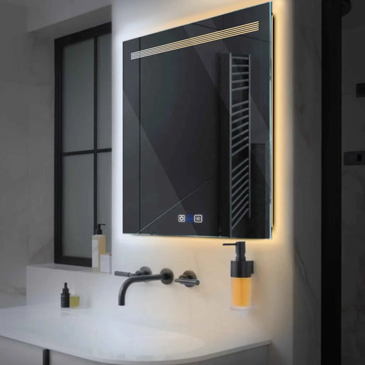 Oglinda LED Patrata, Touch LED, Dimare, Dezaburire, LED Reglabil 3000K-6000K - Gama Minimal Model 5