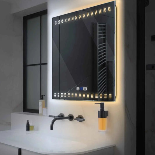 Oglinda LED Patrata, Touch LED, Dimare, Dezaburire, LED Reglabil 3000K-6000K - Gama Minimal Model 6