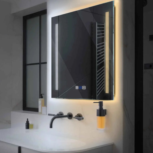 Oglinda LED Patrata, Touch LED, Dimare, Dezaburire, LED Reglabil 3000K-6000K - Gama Minimal Model 7