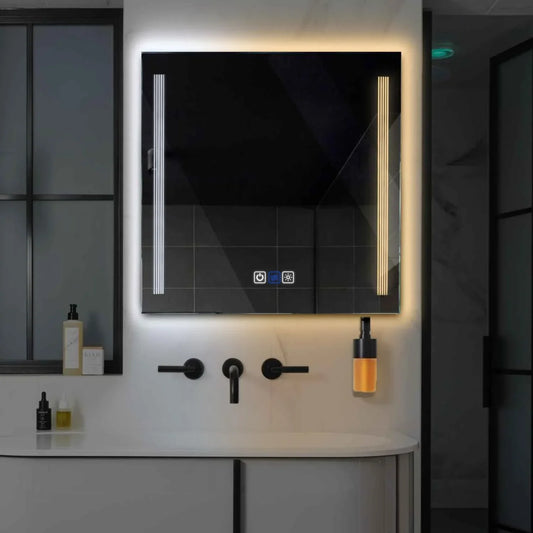 Oglinda LED Patrata, Touch LED, Dimare, Dezaburire, LED Reglabil 3000K-6000K - Gama Minimal Model 7