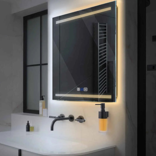 Oglinda LED Patrata, Touch LED, Dimare, Dezaburire, LED Reglabil 3000K-6000K - Gama Minimal Model 8