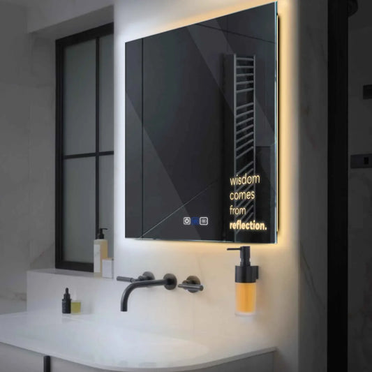Oglinda LED Patrata, Touch LED, Dimare, Dezaburire, LED Reglabil 3000K-6000K - Gama Motivated Model 1