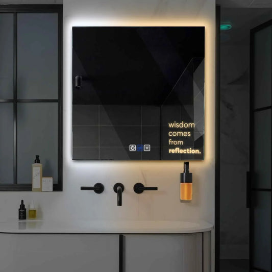 Oglinda LED Patrata, Touch LED, Dimare, Dezaburire, LED Reglabil 3000K-6000K - Gama Motivated Model 1
