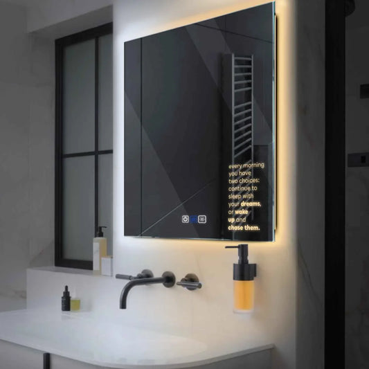 Oglinda LED Patrata, Touch LED, Dimare, Dezaburire, LED Reglabil 3000K-6000K - Gama Motivated Model 2