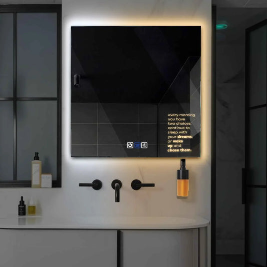 Oglinda LED Patrata, Touch LED, Dimare, Dezaburire, LED Reglabil 3000K-6000K - Gama Motivated Model 2