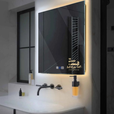 Oglinda LED Patrata, Touch LED, Dimare, Dezaburire, LED Reglabil 3000K-6000K - Gama Motivated Model 3
