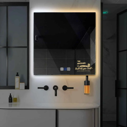 Oglinda LED Patrata, Touch LED, Dimare, Dezaburire, LED Reglabil 3000K-6000K - Gama Motivated Model 3