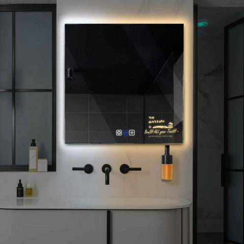 Oglinda LED Patrata, Touch LED, Dimare, Dezaburire, LED Reglabil 3000K-6000K - Gama Motivated Model 3