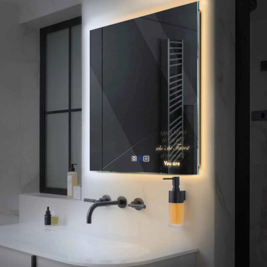 Oglinda LED Patrata, Touch LED, Dimare, Dezaburire, LED Reglabil 3000K-6000K - Gama Motivated Model 4