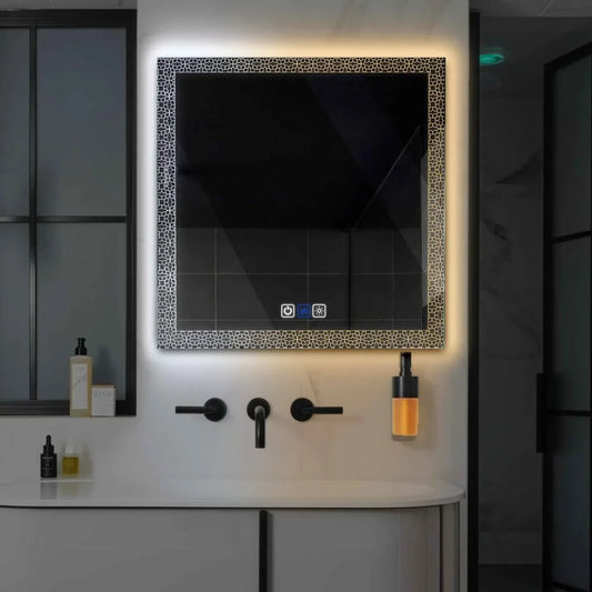 Oglinda LED Patrata, Touch LED, Dimare, Dezaburire, LED Reglabil 3000K-6000K - Gama Official Model 1