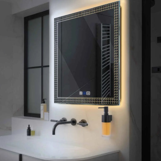 Oglinda LED Patrata, Touch LED, Dimare, Dezaburire, LED Reglabil 3000K-6000K - Gama Official Model 3