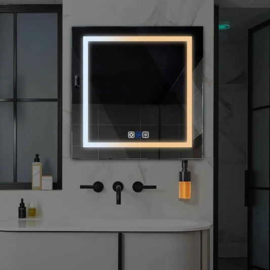 Oglinda LED Patrata, Touch LED, Dimare, Dezaburire, LED Reglabil 3000K-6000K - Gama Salono Model 1