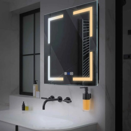 Oglinda LED Patrata, Touch LED, Dimare, Dezaburire, LED Reglabil 3000K-6000K - Gama Salono Model 2