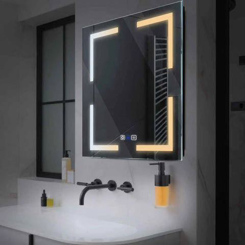Oglinda LED Patrata, Touch LED, Dimare, Dezaburire, LED Reglabil 3000K-6000K - Gama Salono Model 2