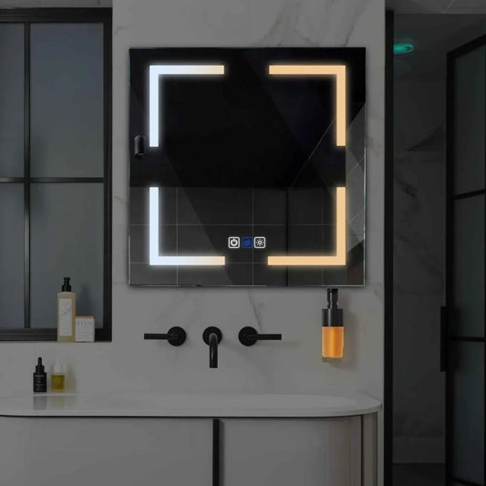 Oglinda LED Patrata, Touch LED, Dimare, Dezaburire, LED Reglabil 3000K-6000K - Gama Salono Model 2