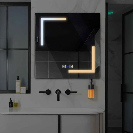 Oglinda LED Patrata, Touch LED, Dimare, Dezaburire, LED Reglabil 3000K-6000K - Gama Salono Model 3