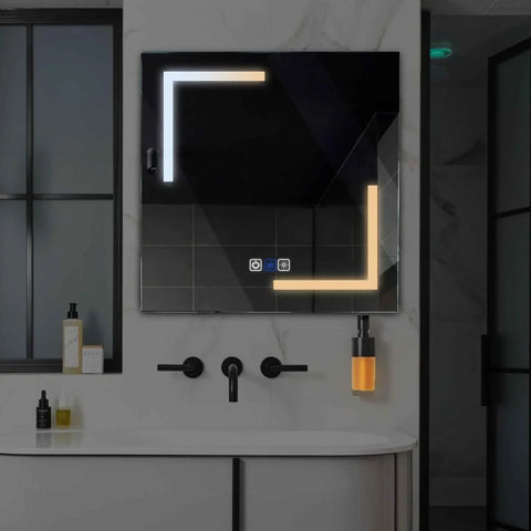 Oglinda LED Patrata, Touch LED, Dimare, Dezaburire, LED Reglabil 3000K-6000K - Gama Salono Model 3